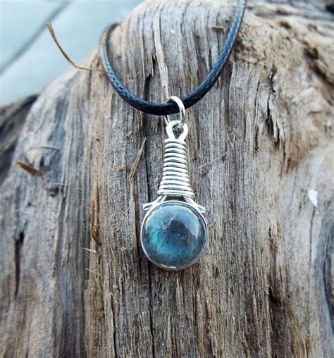 labradorite pendant silver handmade gemstone necklace sterling  drop