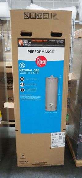 rheem performance  gallon tall  year  btu natural gas tank water heater model