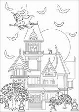 Halloween Coloring Haunted Pages Mansion House Maison Hantée Zombie Adult Big Frightening Witch Mansions Adults Events Choose Board Comments Justcolor sketch template