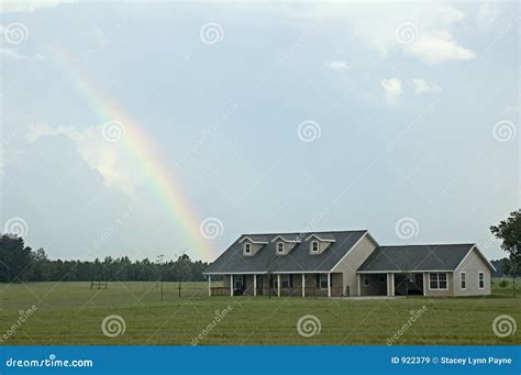 rainbow  house stock image image  building grass