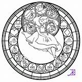 Coloring Stained Glass Pages Disney Mandala Alice Window Printable Wonderland Amethyst Akili Look Beast Beauty Coloring4free Adult Deviantart Coloriage Clipart sketch template