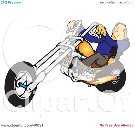 Clipart Illustration Of A Cool Balding Biker Man Leaning