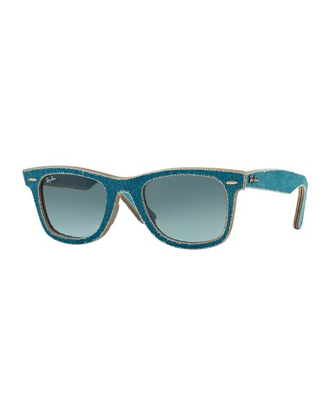 ray ban light blue denim wayfarer sunglasses in blue for men lyst