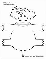 Printable Elephant Zoo Folding Animals Templates Coloring Firstpalette sketch template