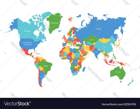 World Map Colorful World Map With Countries Vector Image