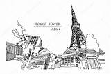 Tokyo Tower Perspective Temple Alley Stock Illustration Beside Vector Depositphotos sketch template