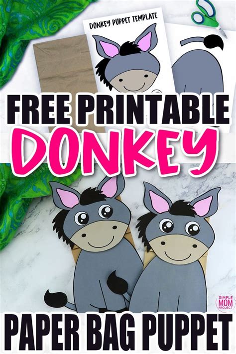 printable donkey paper bag puppet template paper bag puppets