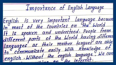 importance  english language write essay  importance  english