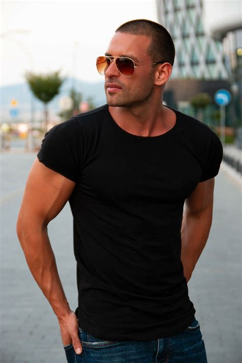 mens plain black t shirt longline muscle slim fit stylecool fashion
