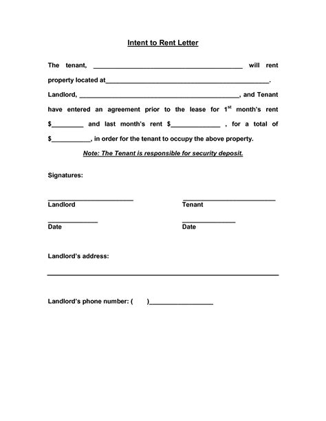 letter  intent  lease commercial property template examples