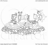 Clutter Cartoon Shoveling Businessman Office Through His Toonaday Royalty Outline Illustration Rf Clip Clipart 2021 sketch template