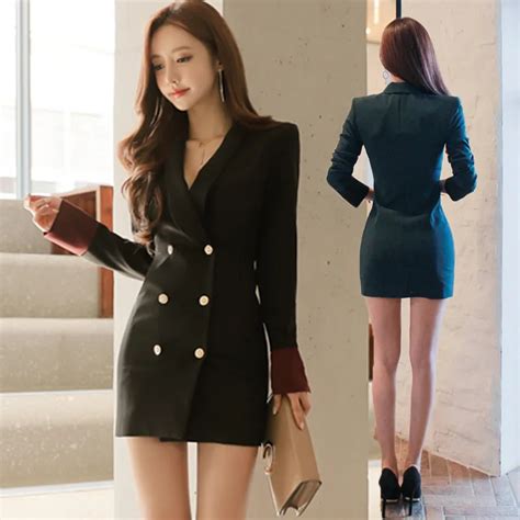 Women Dress Double Breasted Korean Fashion Dress Sexy Professional Suit
