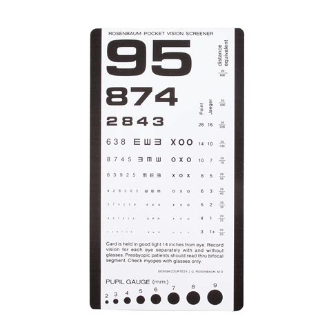 pocket eye test chart