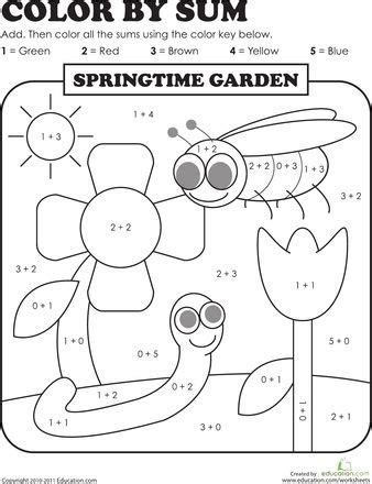 addition math color  number st grade math coloring sheets