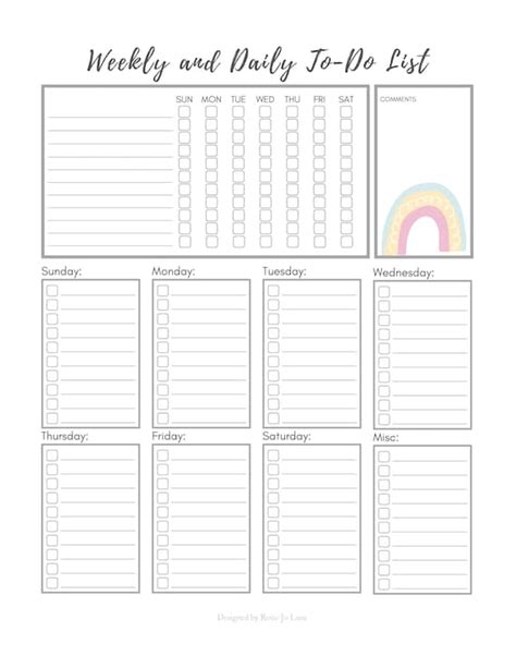 customizable weekly daily checklist fillable  etsy
