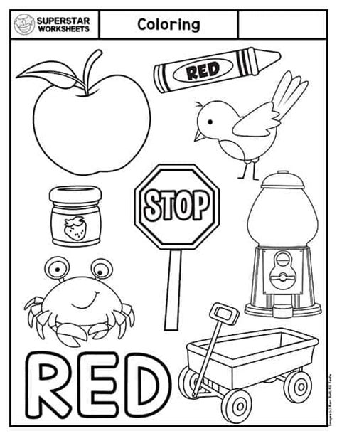 color red worksheets  toddlers worksheets  kindergarten