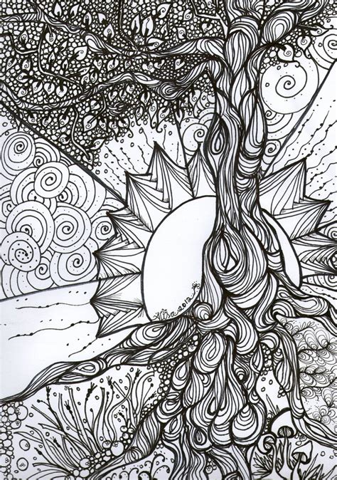 tree  life   ink adult colouring book series