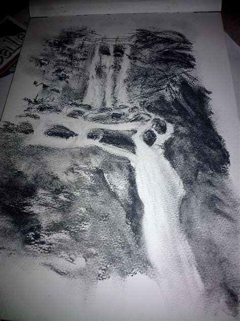 candy hamilton craig pencil drawing   waterfall