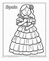 Coloring Pages Kids Spain Spanish Hispanic Multicultural Worksheets Heritage Sheets Activities Colouring Around Culture Worksheet Color Month Dress Education Children sketch template