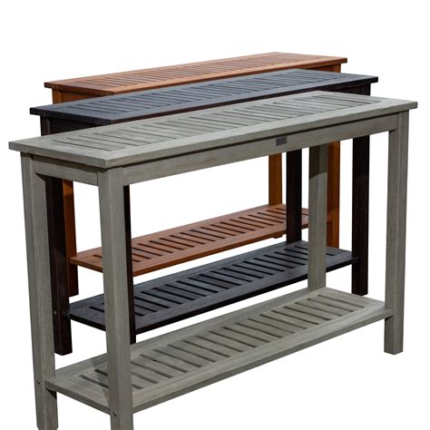 dty outdoor living longs peak eucalyptus console table outdoor living patio furniture