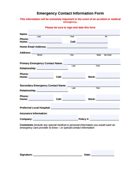 sample contact forms   ms word