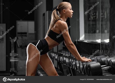 Sexy Athletic Girl Workout Gym Fitness Woman Doing Exercise Beautiful