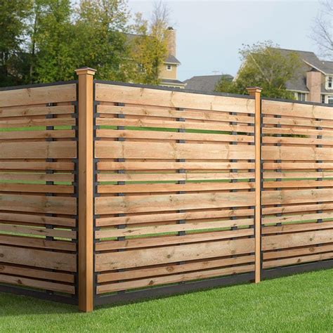 2x6 Black Framed Cedar Tone Fence Panel Outdoor Essentials Wood