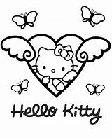 Kitty Hello Coloring Butterflies Print Pages Sanrio Topcoloringpages sketch template