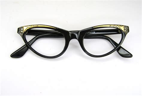 Black Cat Eye Eyeglasses Frame 1950s Eyewear Frame France