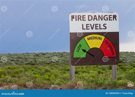 fire danger levels sign   middle  summer stock image image  disaster advice