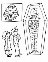 Coloring Mummy Pages Museum Kids Printable Egypt Print Night Egyptian Halloween Colouring Cartoon Do Book Color Mummies Sheets Popular Ancient sketch template