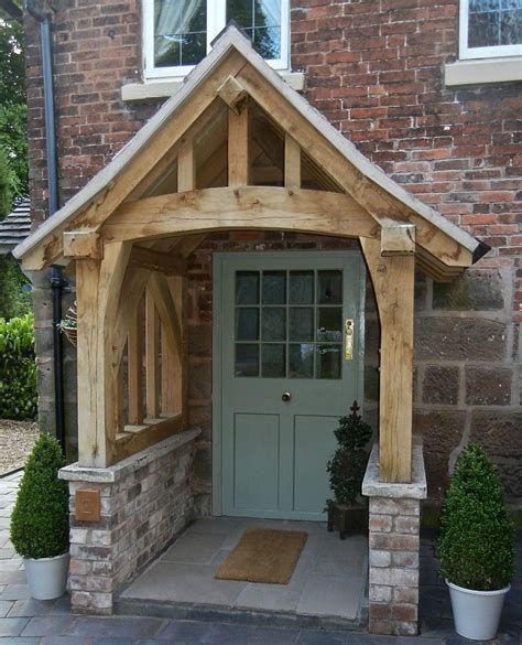 oak porch doorway wooden porch canopy entrance  build kit porch cottage front doors