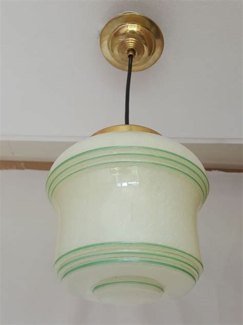 veilinghuis catawiki art deco hanglamp van glas met koper weckpot lamp hanglamp potlamp