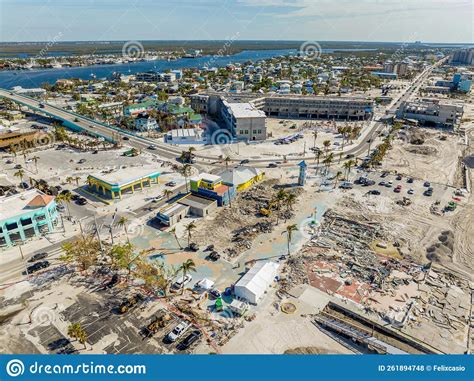 aerial drone photo fort myers beach hurricane ian aftermath  recovery editorial stock photo
