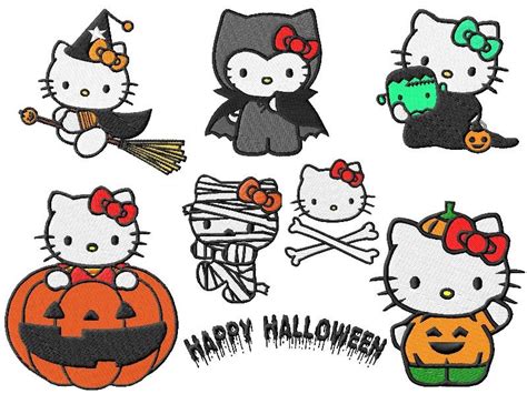 kitty halloween embroidery designs  sizes