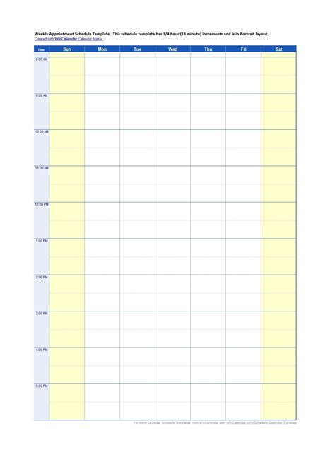 daily appointment calendar template exceltemplate xls