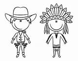Cowboy Indian Coloring Happy Indians Cowboys Coloringcrew Pages sketch template