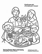 Coloring Family Dinner Pages Kids Drawing Meal Easter Sheets Christmas Printable Eating Color Restaurant Thanksgiving Sharing Choose Board Play sketch template