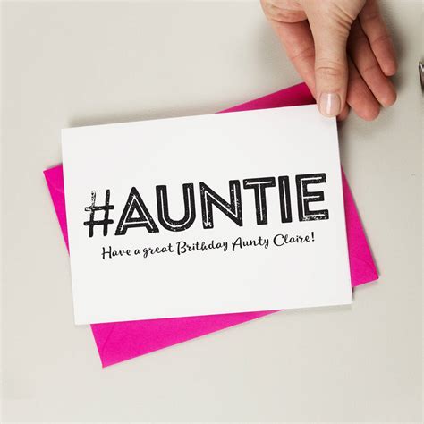 hashtag aunt personalised birthday card by a is for alphabet