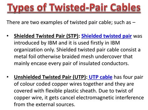 twisted pair cable diagram types examples  application