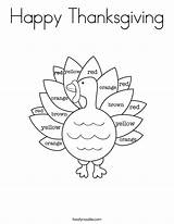 Coloring Thanksgiving Happy Pages Turkey Cursive Print Template Colors Twistynoodle Terms Outline Built California Usa sketch template