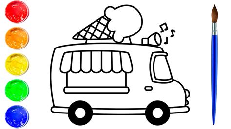 coloring page ice cream truck  popular svg design
