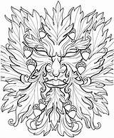 Coloring Pages Wiccan Man Green Printable Escher Adults Pagan Adult Greenman Wicca Tattoo Drawings Mc Drawing Designs Books Sheets Dover sketch template