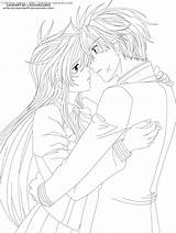 Anime Coloring Pages Couple Cute Outline Couples Kissing Color Template Bold Inspiration Wolf Miracle Timeless Getdrawings Getcolorings Print Printable sketch template