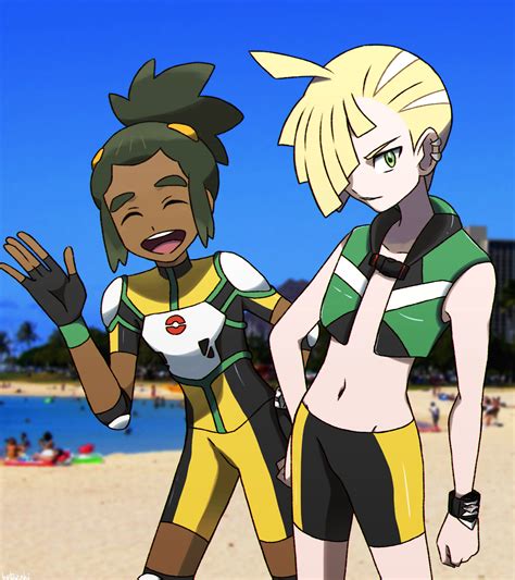 Hau And Gladion Wearing Poke Ride Outfits Pokémon Sun