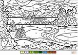 Number Color Coloring Landscape Summer Pages Worksheets Paint Sheets Numbers Printable Nature Supercoloring Adult Difficult Easy Super Drawing Beautiful Beach sketch template