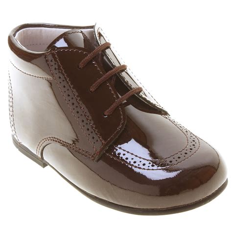 boys choco brown boots  patent leather cachet kids