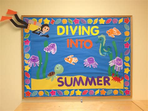 diving  summer bulletin board soft board decoration class