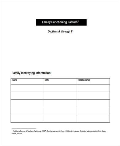 sample family assessment forms   ms word