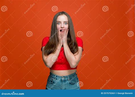 wow emotion amazed excited teen girl surprised by fashion store sale